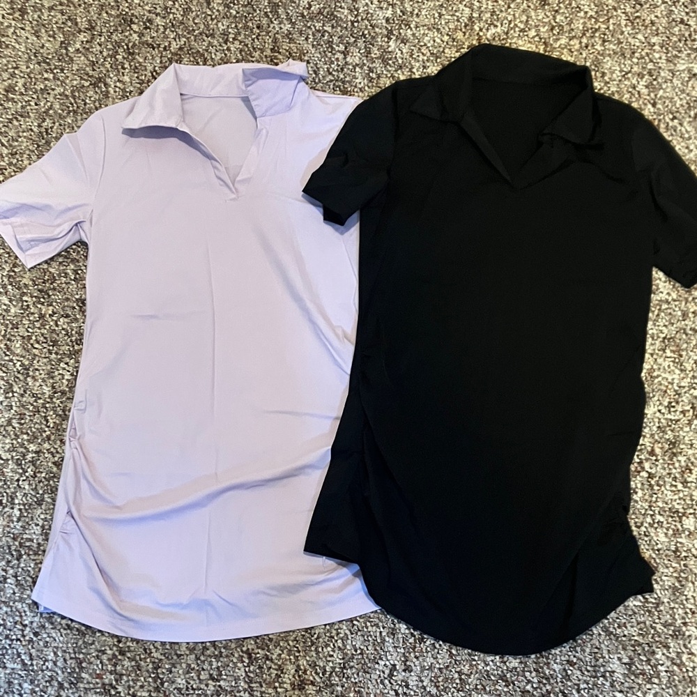 Maternity Golf Shirts - Black & Light Lavender